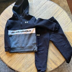 Under Armour Kids Hoodie and Joggers Set in Black and Gray